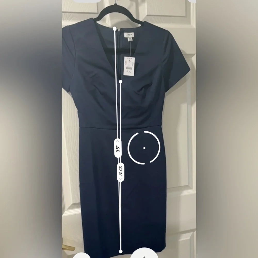 NEW J. Crew V-Neck Short Sleeve Dress - Size 00 | Color: Navy Blue